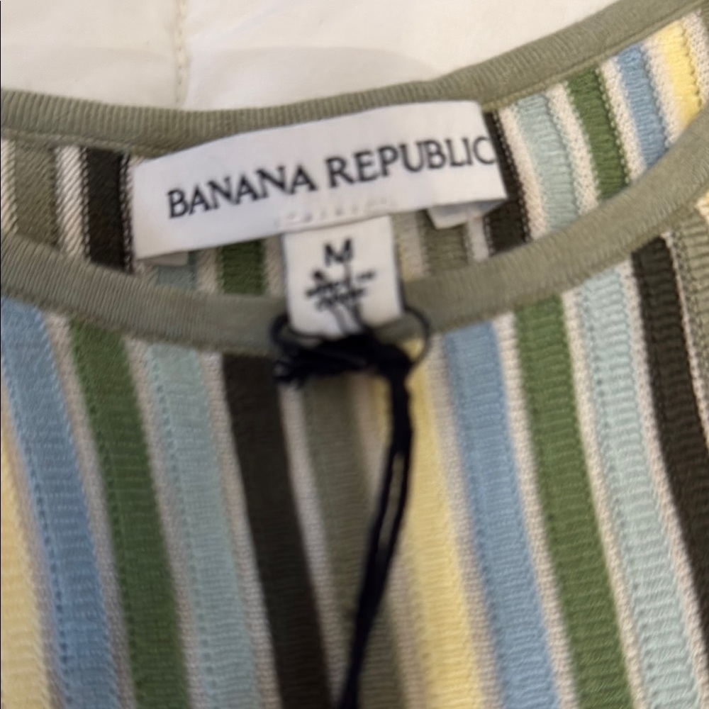 Banana republic  Striped Mid Dress size M NEW WITH TAGS Green, Blue, and Yellow - Picture 3 of 10